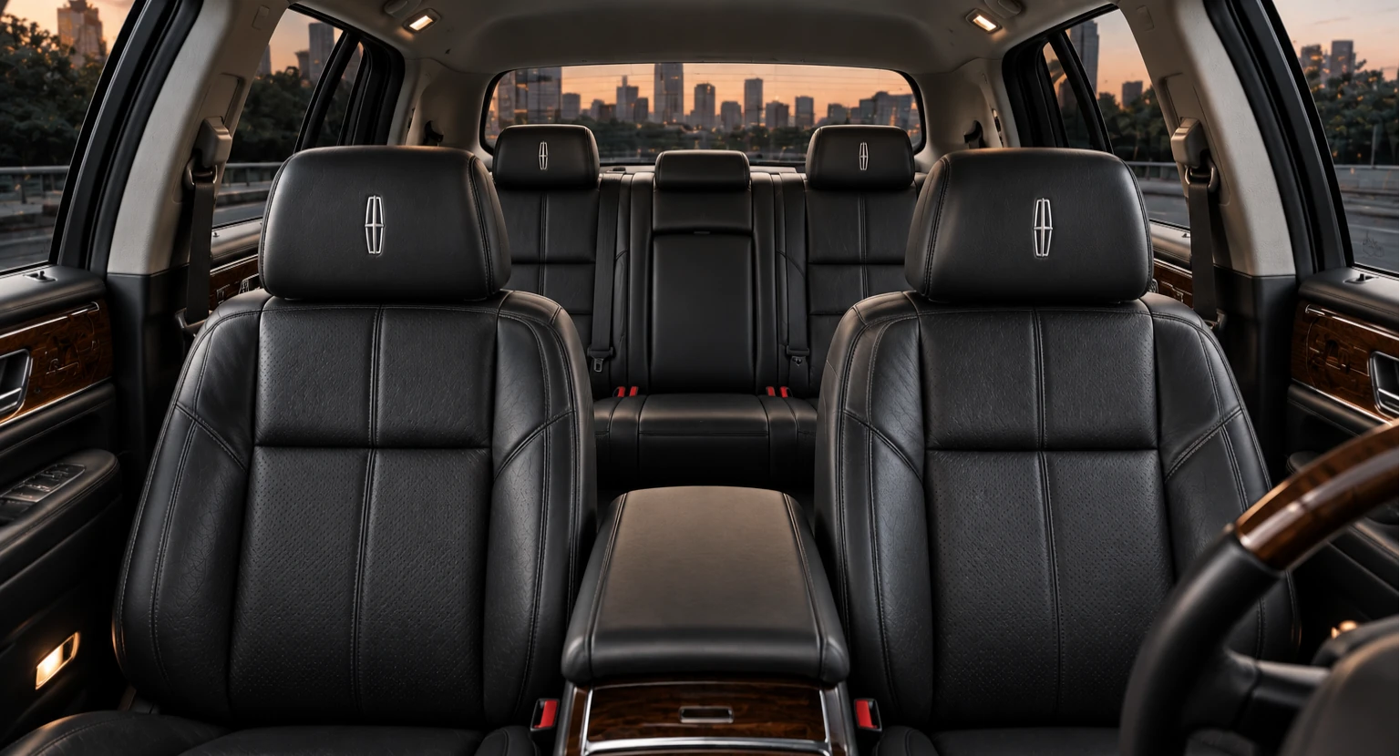 Interior of a Lincoln Town Car executive sedan
