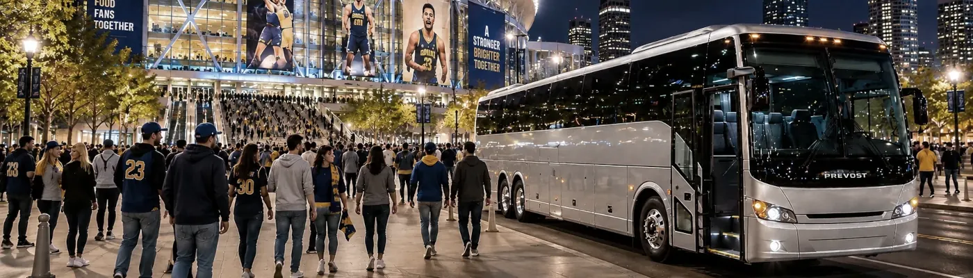 Sports team traveling by charter bus